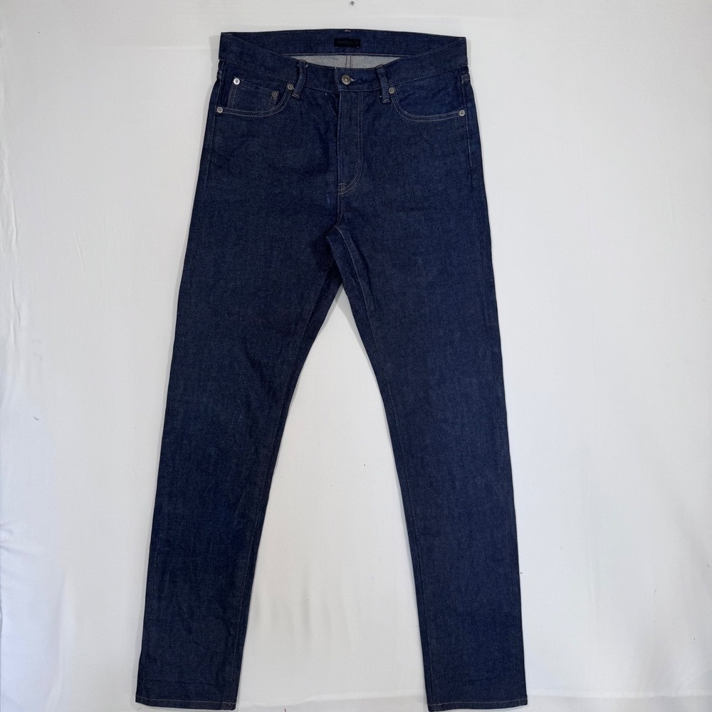 Uniqlo Selvedge Slim‎ Straight Jeans Dark Indigo Men's 31x34 31x33 Tall Casual